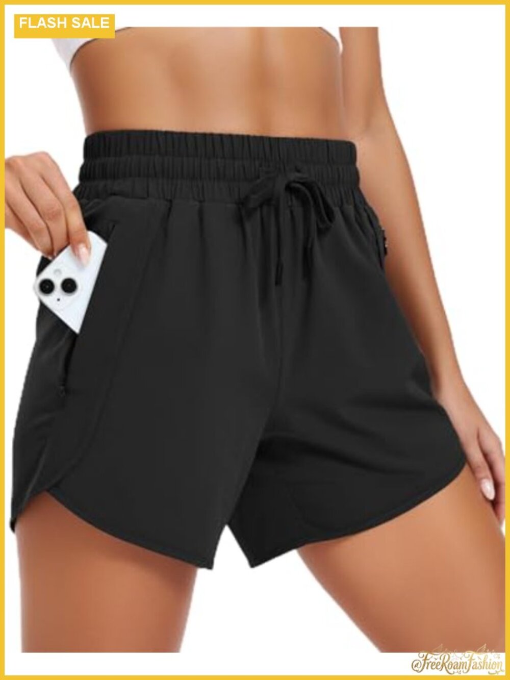 Women's Quick Dry Athletic Running Shorts with Zip Pockets, 5" Inseam,